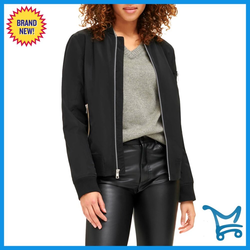 Bomber Jacket Lightweight Polyester Rib Knit Trim… - image 1